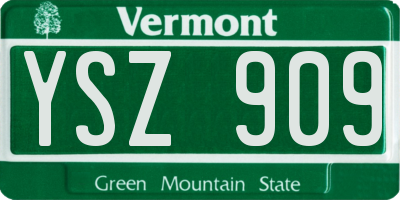 VT license plate YSZ909