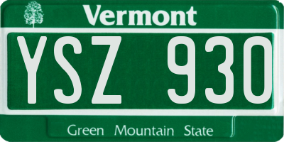 VT license plate YSZ930