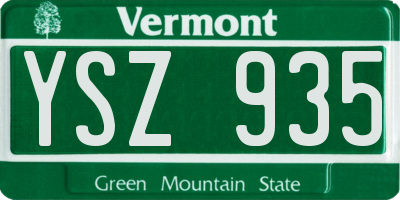 VT license plate YSZ935