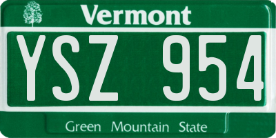 VT license plate YSZ954