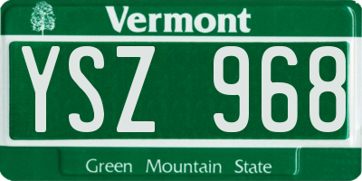 VT license plate YSZ968