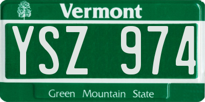 VT license plate YSZ974