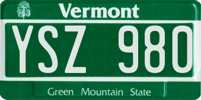 VT license plate YSZ980