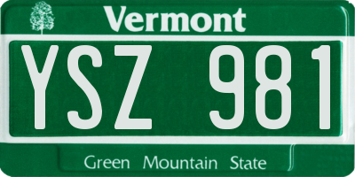 VT license plate YSZ981