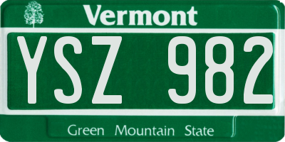 VT license plate YSZ982