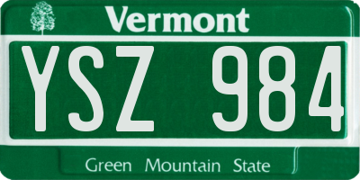 VT license plate YSZ984