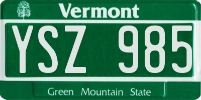 VT license plate YSZ985