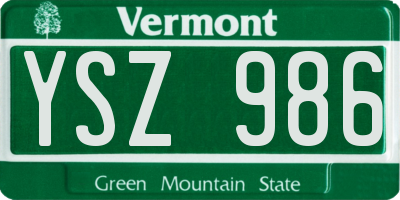 VT license plate YSZ986