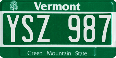 VT license plate YSZ987