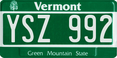 VT license plate YSZ992