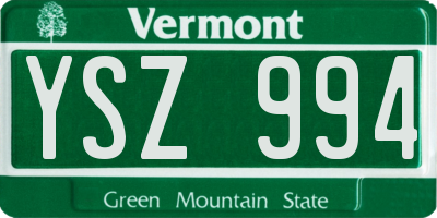 VT license plate YSZ994