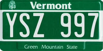 VT license plate YSZ997