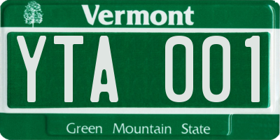 VT license plate YTA001