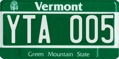 VT license plate YTA005