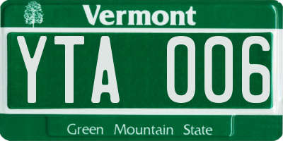 VT license plate YTA006
