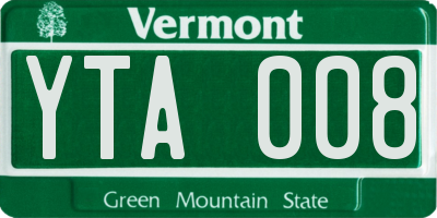 VT license plate YTA008