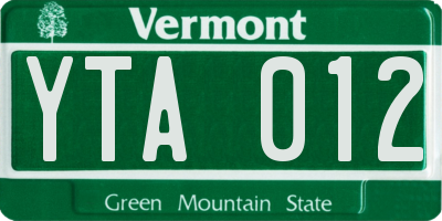 VT license plate YTA012