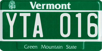 VT license plate YTA016