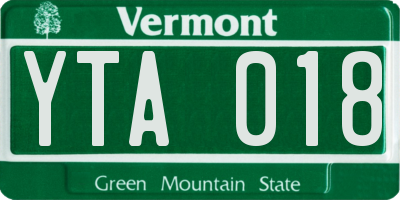 VT license plate YTA018