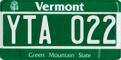 VT license plate YTA022