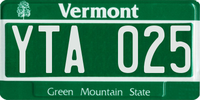 VT license plate YTA025