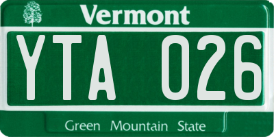 VT license plate YTA026