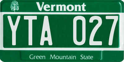 VT license plate YTA027