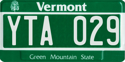 VT license plate YTA029