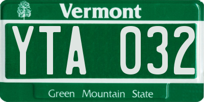 VT license plate YTA032