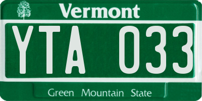 VT license plate YTA033
