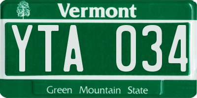 VT license plate YTA034