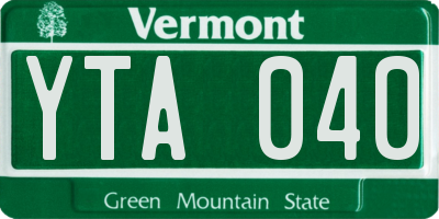 VT license plate YTA040