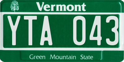 VT license plate YTA043