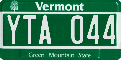VT license plate YTA044