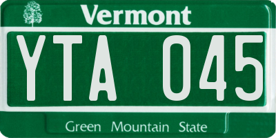 VT license plate YTA045