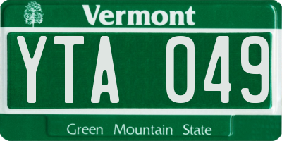 VT license plate YTA049
