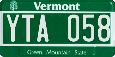VT license plate YTA058