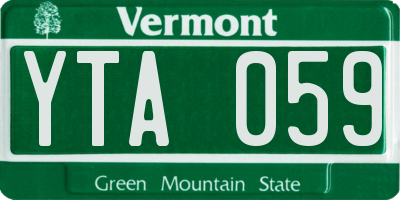 VT license plate YTA059