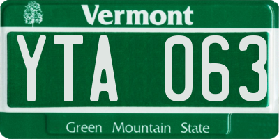VT license plate YTA063