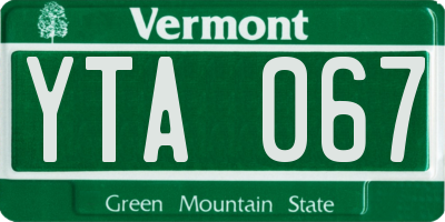 VT license plate YTA067