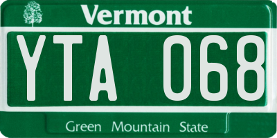 VT license plate YTA068
