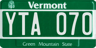 VT license plate YTA070