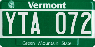 VT license plate YTA072