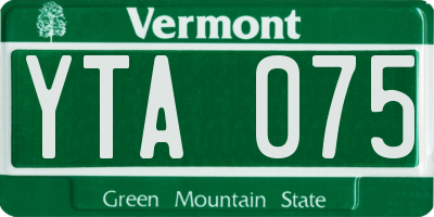 VT license plate YTA075