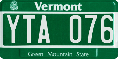 VT license plate YTA076