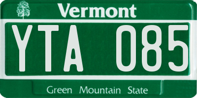 VT license plate YTA085