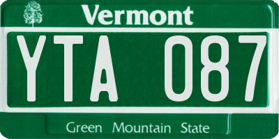 VT license plate YTA087
