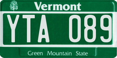 VT license plate YTA089