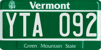 VT license plate YTA092