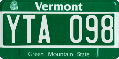 VT license plate YTA098